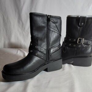 Pop Womens Block Heel Motorcycle Boots Billboard 9.5M